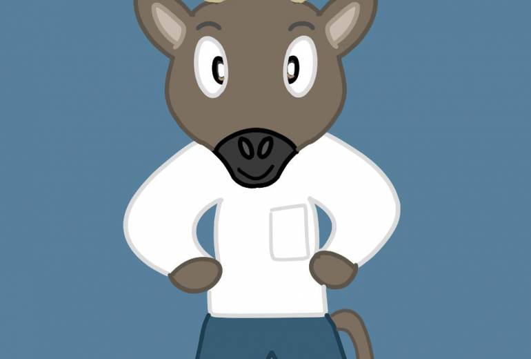 牛君が体操をしている所