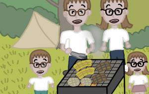 家族がバーベキューをしている所 - アクター 