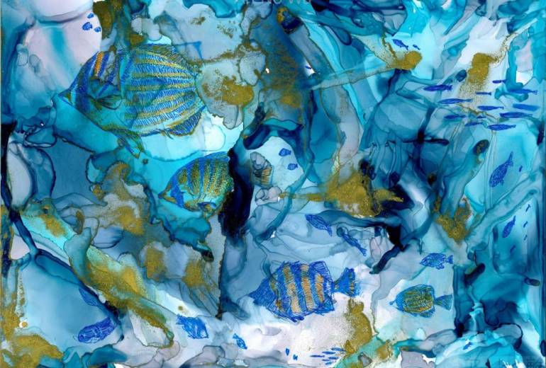 スペード　岩礁とサカナ