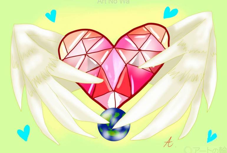 ハート　心の羽