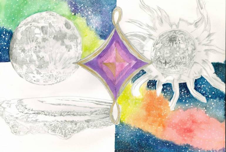 ダイヤ　月と太陽と海と星