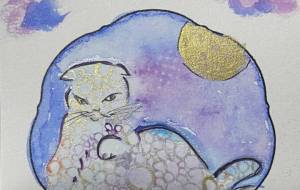 月夜の猫 - 京扇 