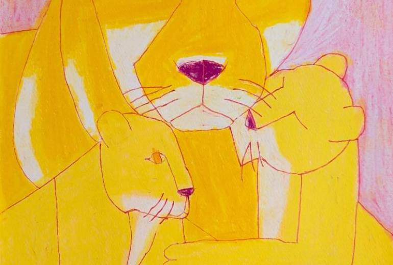 ハート ライオンの親子