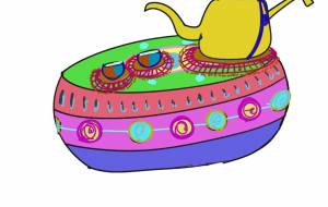 ティーセットとプフ - 香織