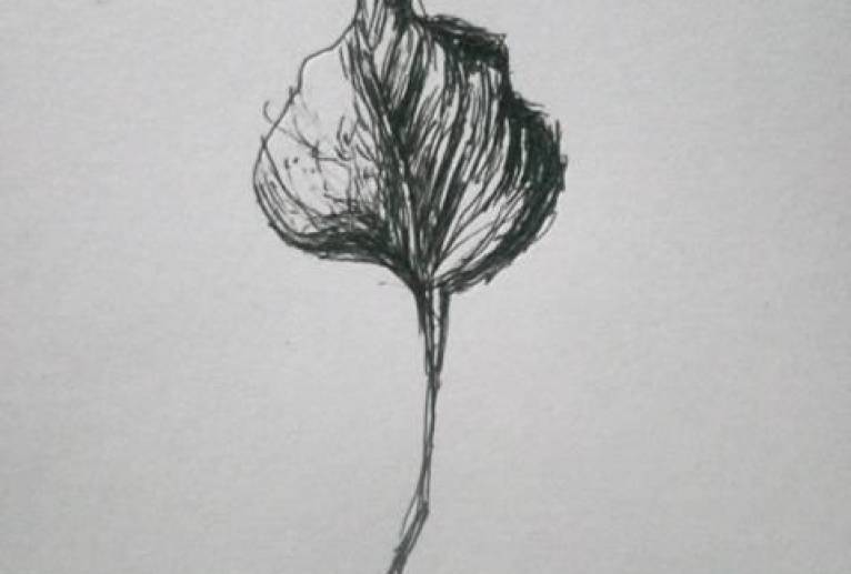 障がい者 楽園 枯れ葉、愛しい笑顔（愛しい障がい者ドローイング絵画作品！！） - 真鍋哲地 