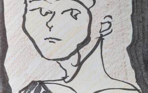 左手で描いた自画像 - つし 