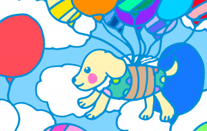 犬と風船の空飛行 - ましゅまろまかろん