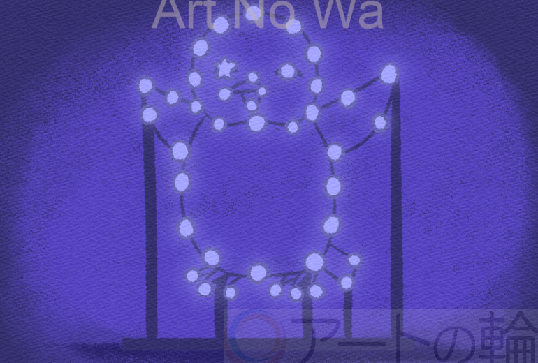 羽を広げるペンギンのイルミネーション