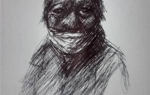 母さんを描きました、下手ですけど見て下さい!(僕はボールペン画ドローイングの素朴なところが好きです) - 真鍋哲地