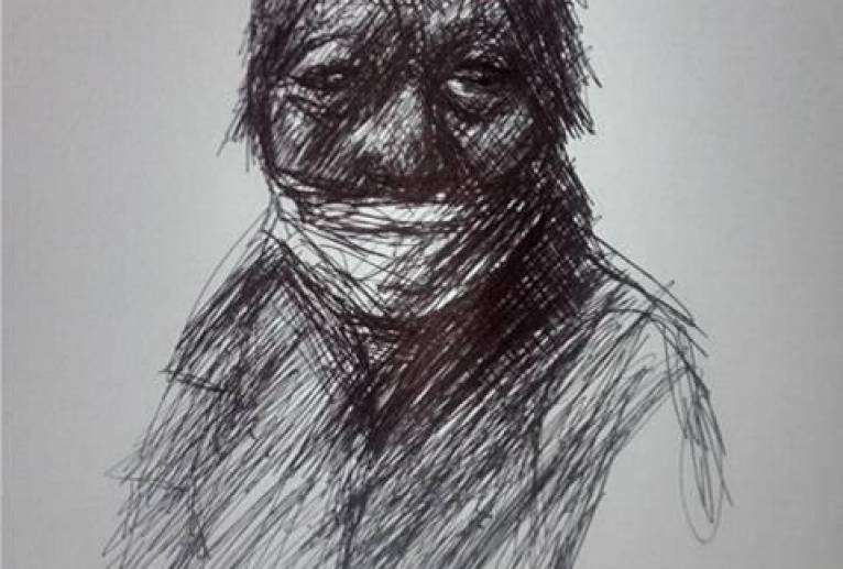 母さんを描きました、下手ですけど見て下さい！（僕はボールペン画ドローイングの素朴なところが好きです） - 真鍋哲地 