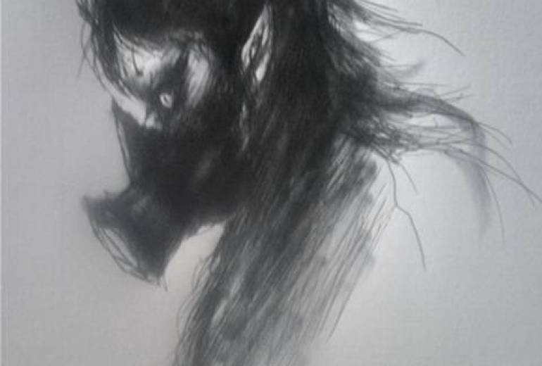 ドローイングマンガアート  終焉 ガスマスク般若