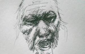 どこかで、凄く尊い遠くのホームレスのおじいさん(たとえ粗末な食品で食べて生きてる 貴方は尊い、) - 真鍋哲地