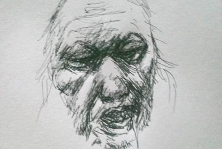 どこかで、凄く尊い遠くのホームレスのおじいさん（たとえ粗末な食品で食べて生きてる 貴方は尊い、）