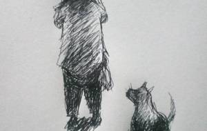 私は家が貧しいといじめられるの、 飼い主さん  泣かないで、足の不自由な僕をみて、僕は貴女は見てるよ - 真鍋哲地 