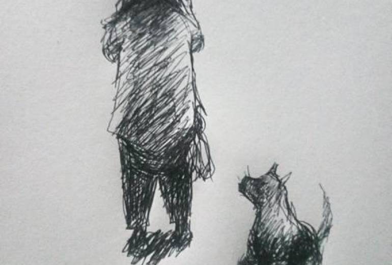 私は家が貧しいといじめられるの、 飼い主さん  泣かないで、足の不自由な僕をみて、僕は貴女は見てるよ