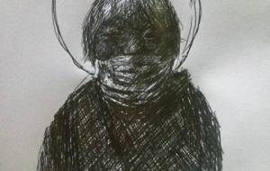 愛情母神ドローイング絵画作品（母さん） - 真鍋哲地 