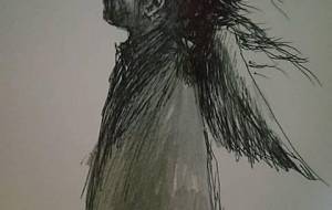 貧困老婆天使(苦しみ)ドローイング&デッサン - 真鍋哲地