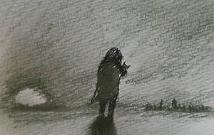 ストリートチルドレン、の子、どこか遠くの空の下（ニャーちゃん、夕暮れが近いよ、帰ろう） - 真鍋哲地 