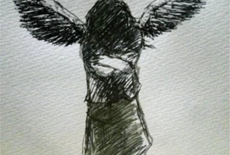 震災遺児暖天使、君はお父さんのかたみを抱きしめて。（愛は死なないよ）