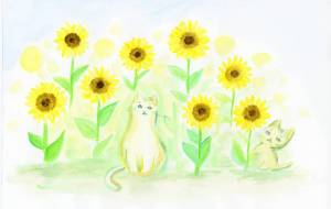 ひまわり畑とねこ - 工房はんど まと