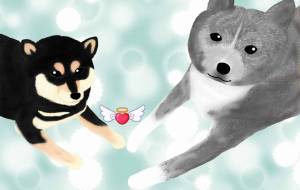 ぼくたち仲良し（秋田犬・虎毛、柴犬・黒毛） - 華凪 