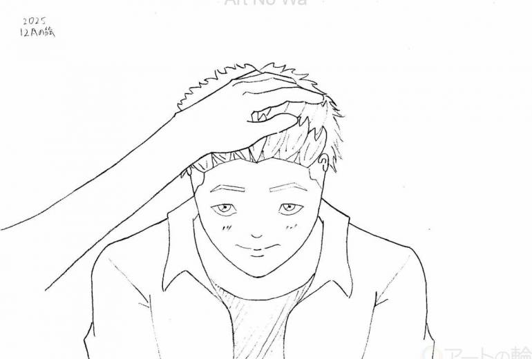 頭を撫でられてる男の子