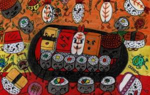 寿司の絵 - キティ 