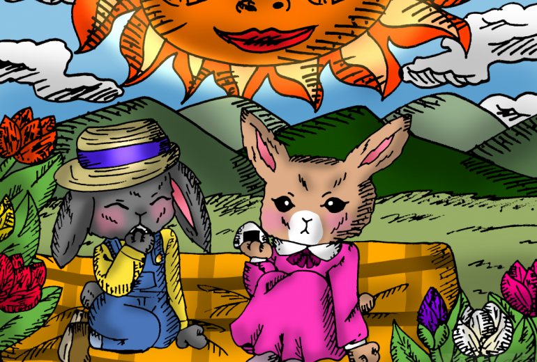 太陽の下でピクニック