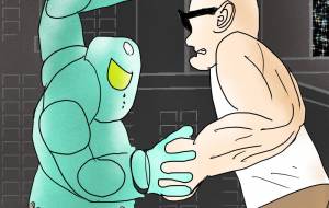 架空のアニメ 作画 「力比べ」 - 金垣魯文 