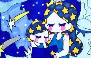 月の上で読み聞かせ - ましゅまろまかろん 