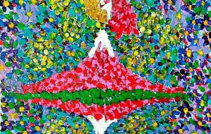 満月と女と赤富士 - 齋藤郁恵 