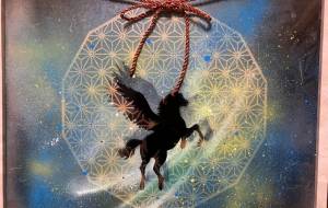 光結びペガサスと幾何学の空 - 光るアートmyo 