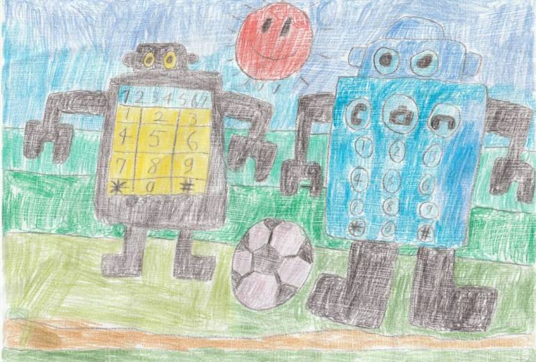 おもちゃロボのサッカー試合