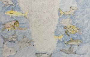 イワシトルネードの回りを泳ぐ海の仲間たち - ユリアルメリア 