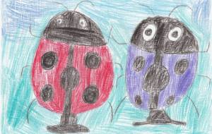 仲良しテントウムシの置物 - ろんしょん画伯 