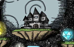 満月に浮かぶ浮島の城 - ましゅまろまかろん 