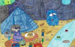 夜のキャンプ - にぼし 