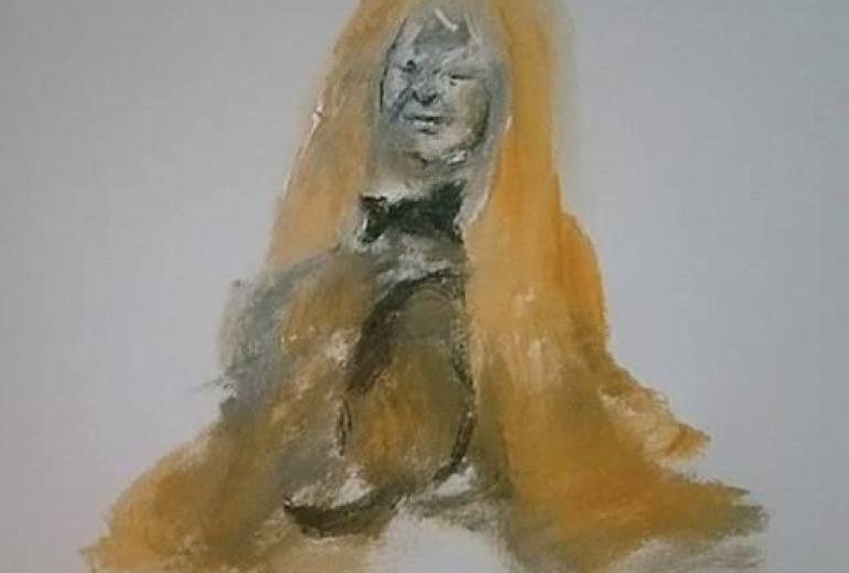 毛布にくるまるホームレス女神