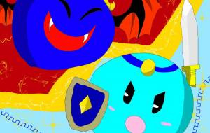 悪しきドラゴンと戦う勇者 - たこちゃん 