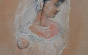 美しい純白の障がい者女性、愛する、ウェディングドレス - 真鍋哲地 