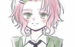 ピンクの髪の女の子 - あまみや 