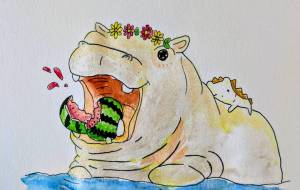 カバ子のオヤツはスイカです - いちご大福