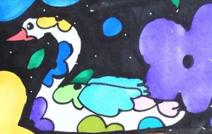 暗闇に輝く花柄白鳥 - ましゅまろまかろん 