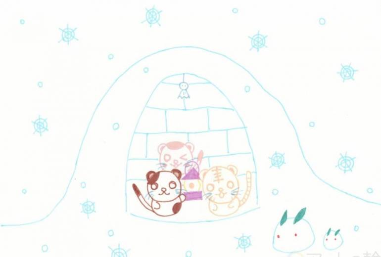 冬のかまくら　雪うさぎ付き
