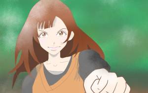 正拳突きする女性 - 金垣魯文 