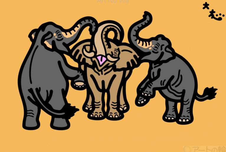 インドゾウとアフリカゾウ - シマハイエナ 