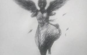 黒人女性天使（身体的障がい者天使、美しく素晴らしい） - 真鍋哲地 