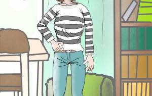 自分の部屋でポーズを決める女の子 - 金垣魯文 