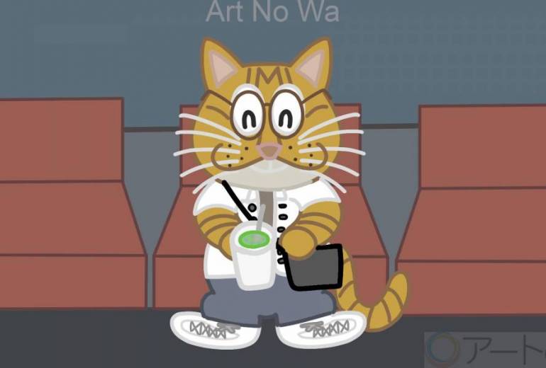 茶トラ猫が映画鑑賞をしている所