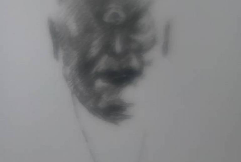 バイオアート絵画（一つ目妖怪成人体）